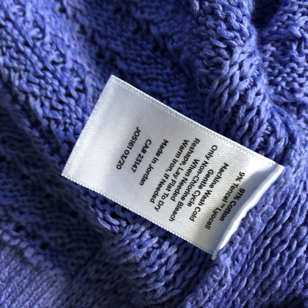 Talbots Sweater Top Petite XLP Lavender Cotton Open Weave Long Sleeve Tunic - Picture 4 of 7